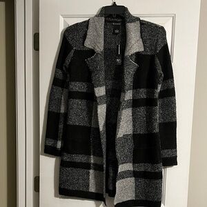 New Directions Black and Gray Plaid Coat
